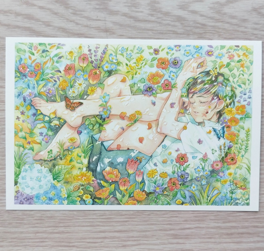 花園セット② 『しあせの花園』イラスト集 +ポストカード+アクリルキーホルダー
