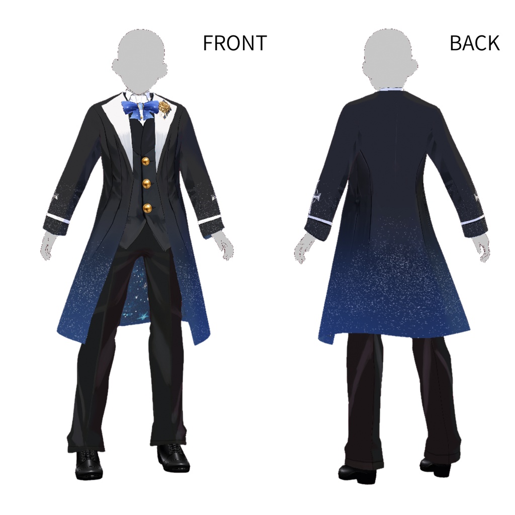 【男性モデル向け】星屑礼装(star dust suit)ロングコートセット【VRoid】
