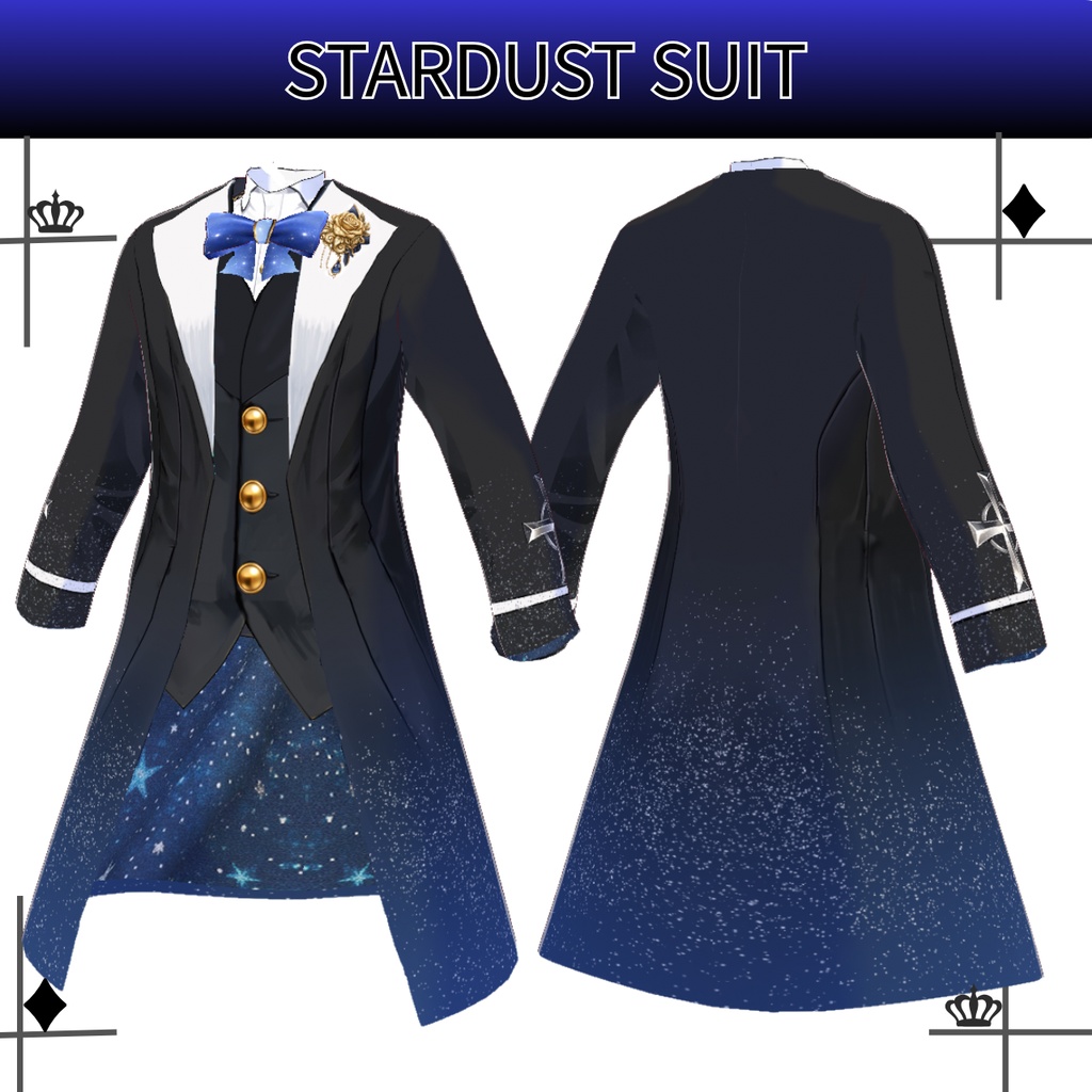 【男性モデル向け】星屑礼装(star dust suit)ロングコートセット【VRoid】