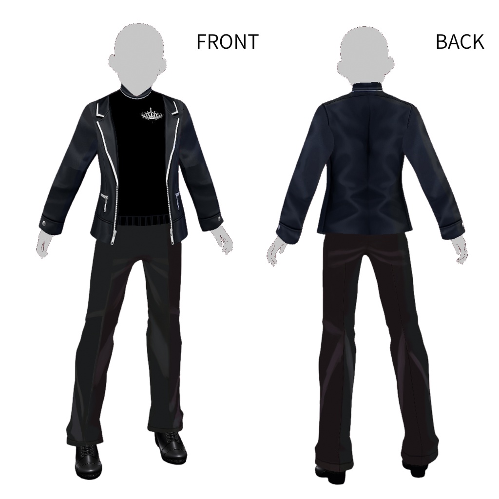 【男性モデル向け】黒銀の誓約ライダース【VRoid】