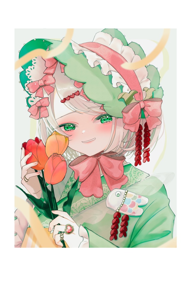 チェキ風カード（端午とチューリップ）