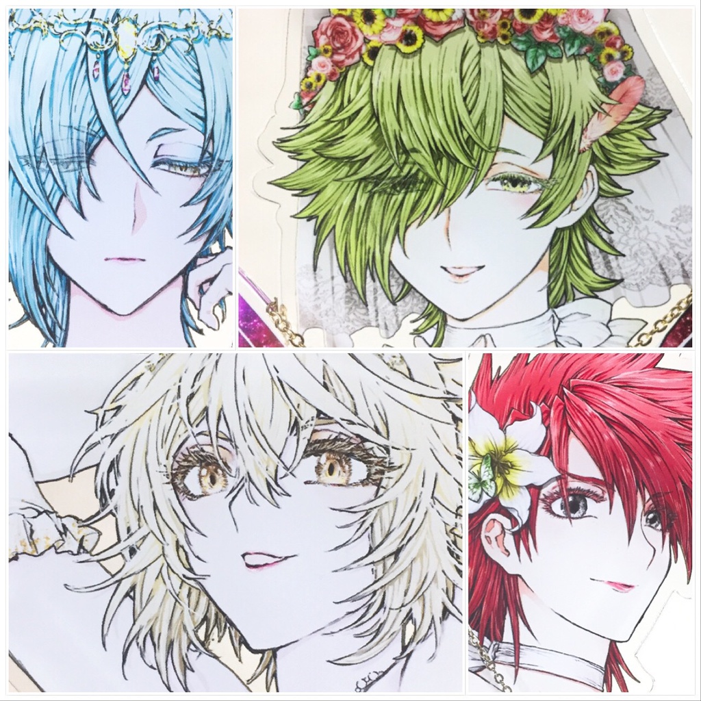 =刀剣女士アクリルフィギュア= ▲膝丸 ◎髭切 ◆鶯丸 ●大包平