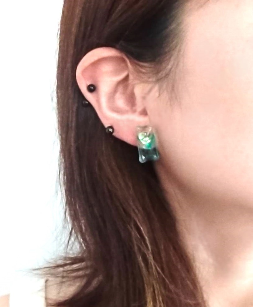 【龍如】インクアートクリアピアス