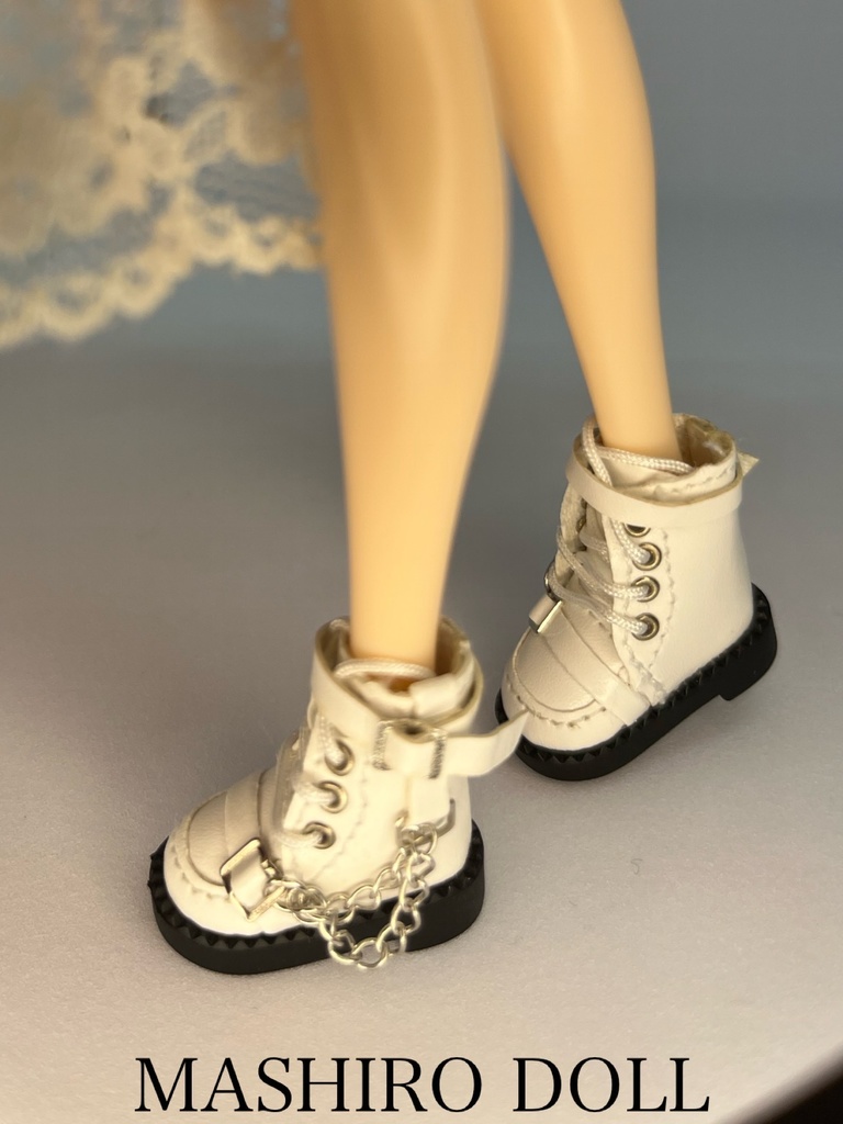 ドール靴 プーリップ対応 ブーツ 白 ホワイト