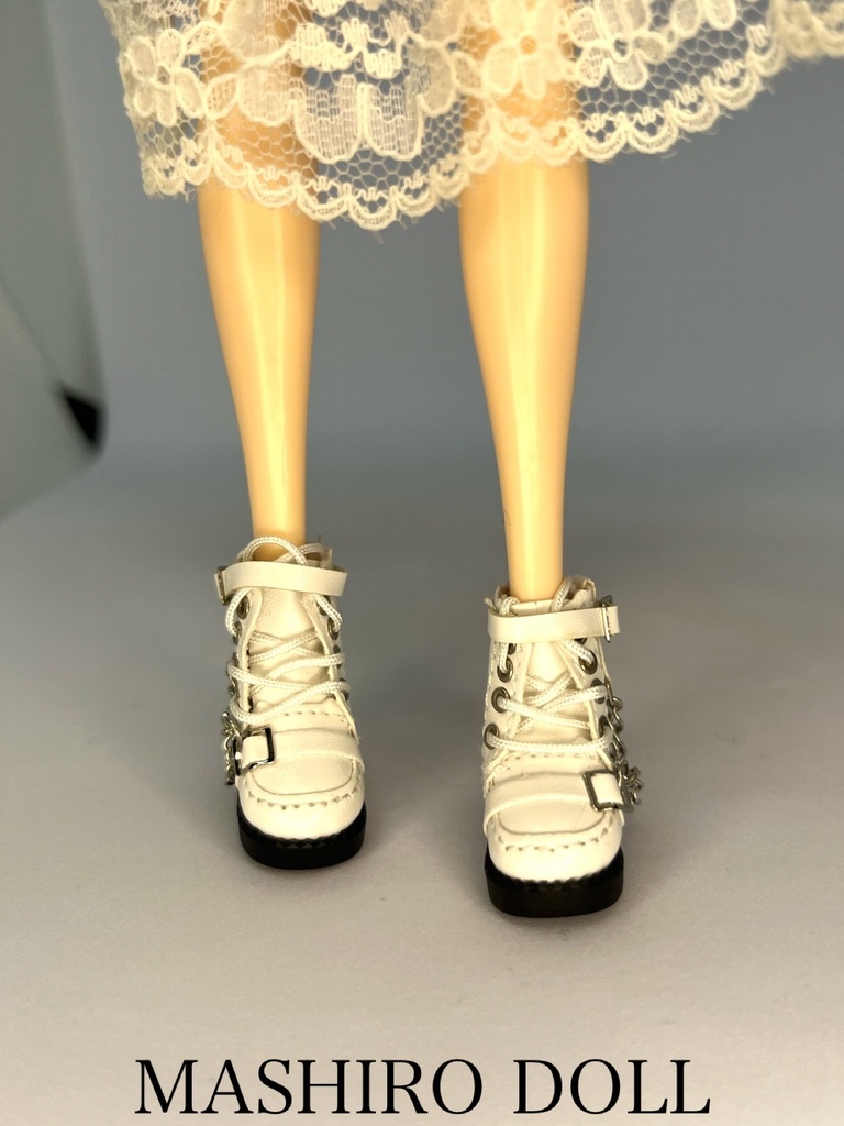 ドール靴 プーリップ対応 ブーツ 白 ホワイト