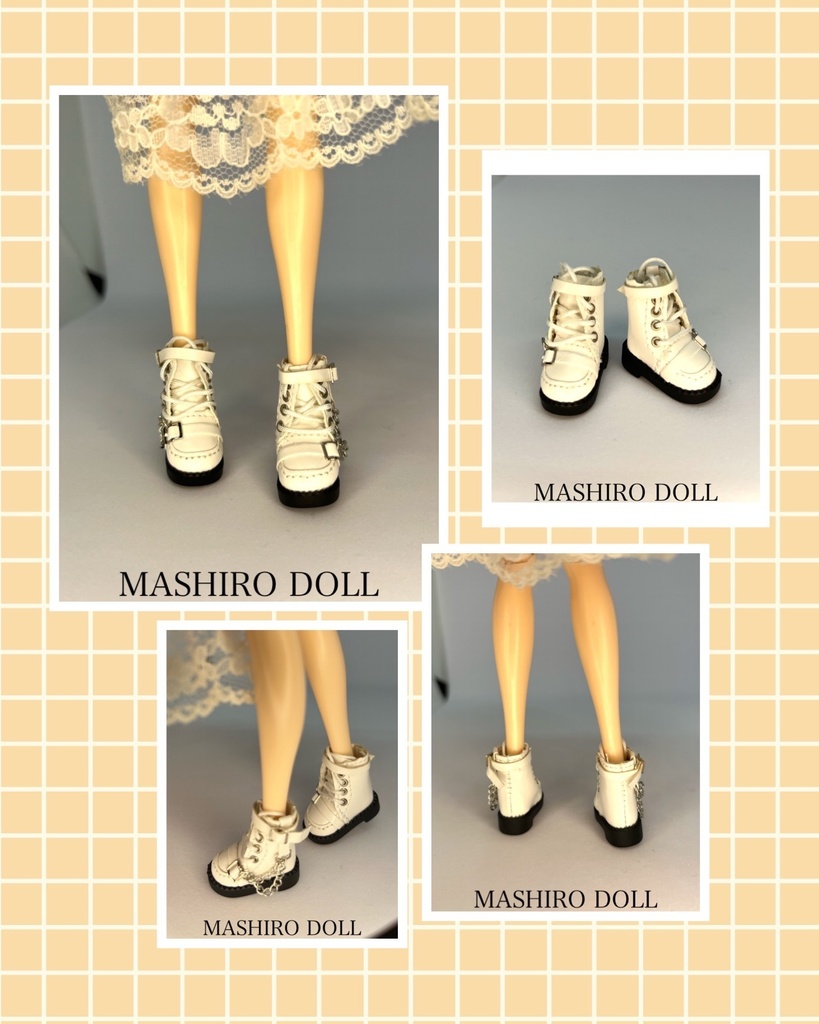 ドール靴 プーリップ対応 ブーツ 白 ホワイト