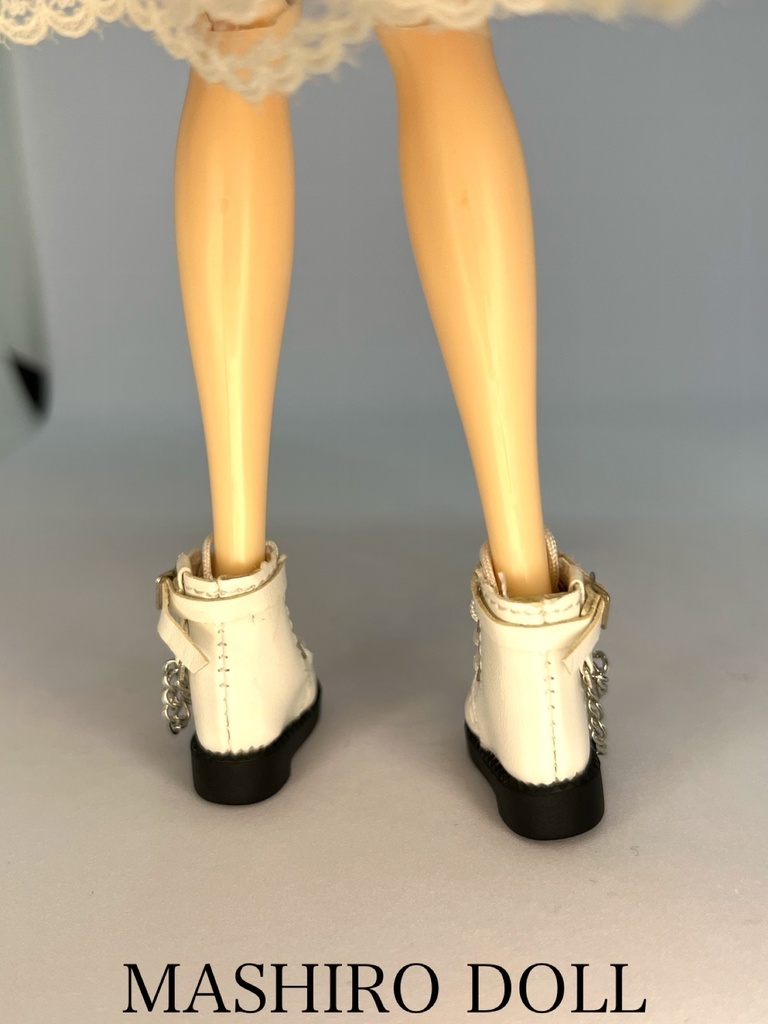 ドール靴 プーリップ対応 ブーツ 白 ホワイト