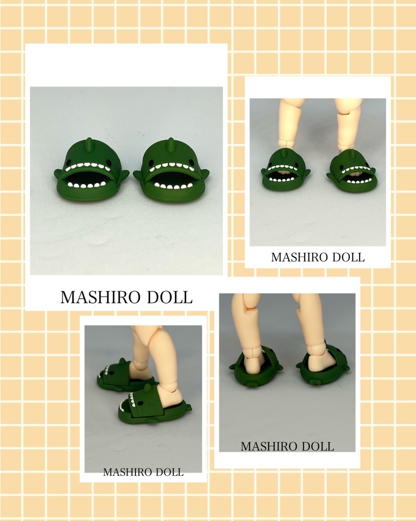 ドール靴　サンダル　サメ　グリーン　緑　ねんどろいどどーる対応　オビツ11対応