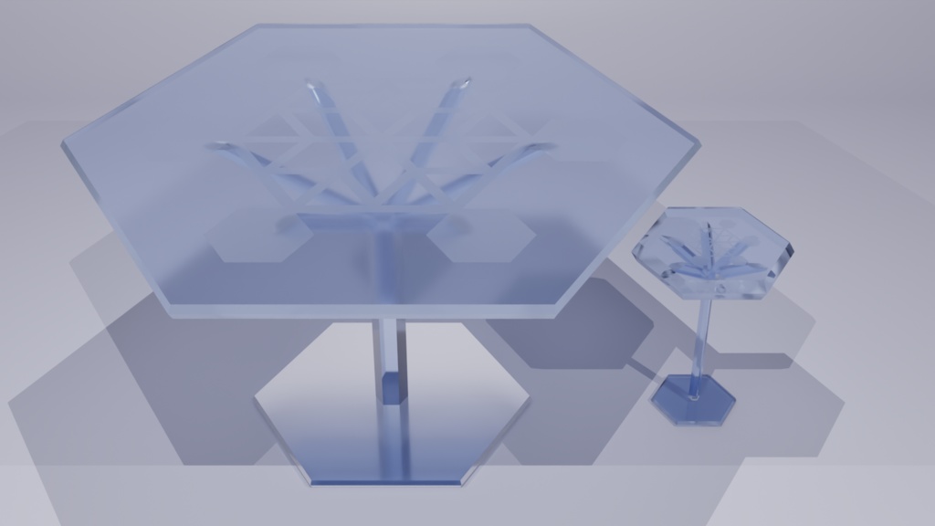 3D 雪の結晶テーブル & 椅子