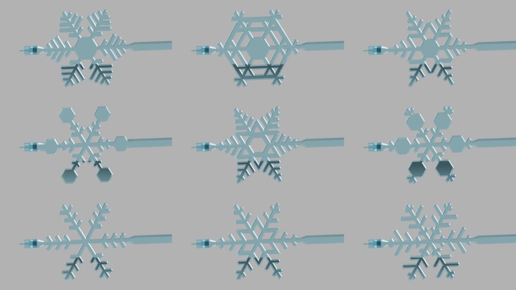雪の結晶めがね 【リム3種類×テンプル10種類】