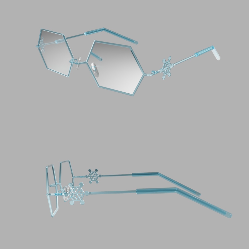 雪の結晶めがね 【リム3種類×テンプル10種類】