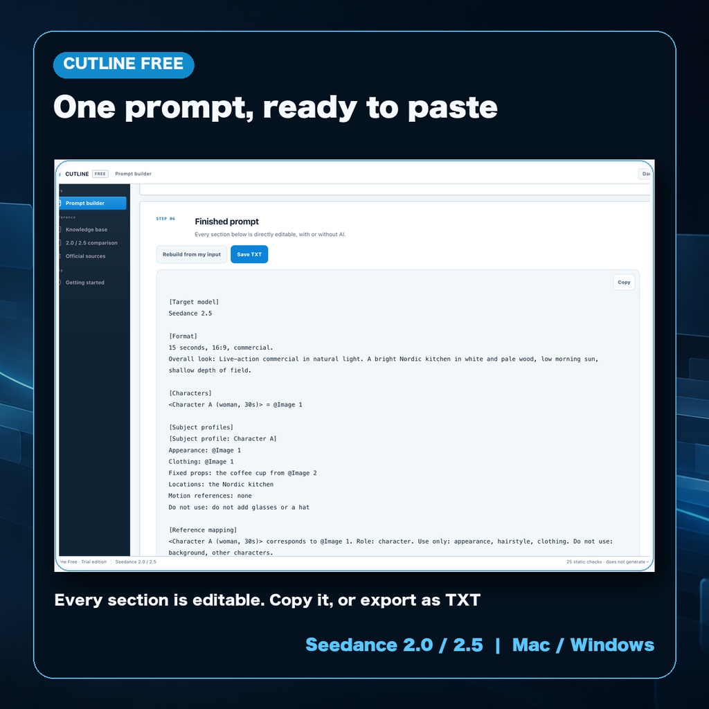 Cutline Free English