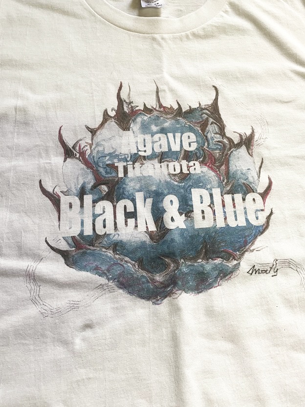 アガベTシャツ(チタノタ BB・ Agave titanota Black And Blue)ホワイト