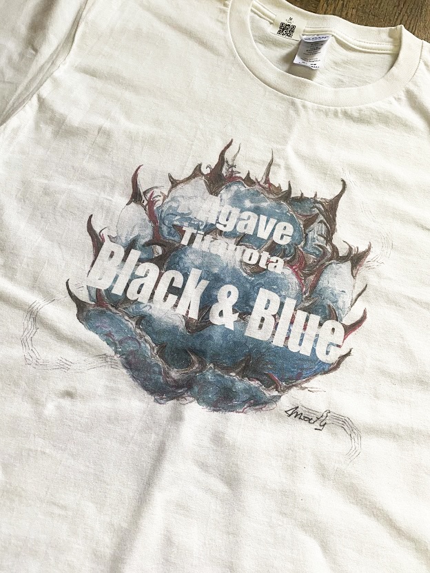 アガベTシャツ(チタノタ BB・ Agave titanota Black And Blue)ホワイト