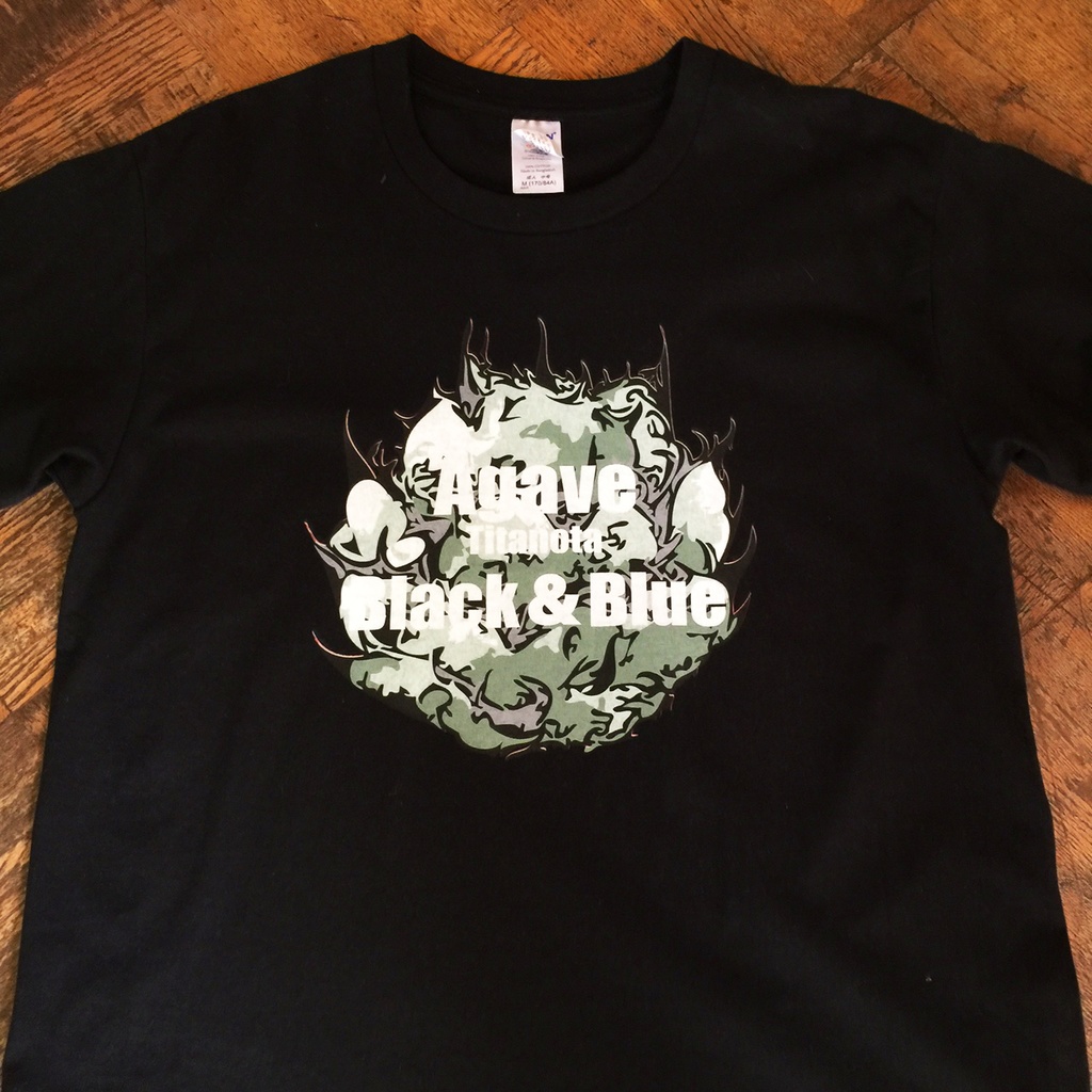 アガベイラストTシャツ(チタノタ BB・ Agave titanota Black And Blue)ブラック