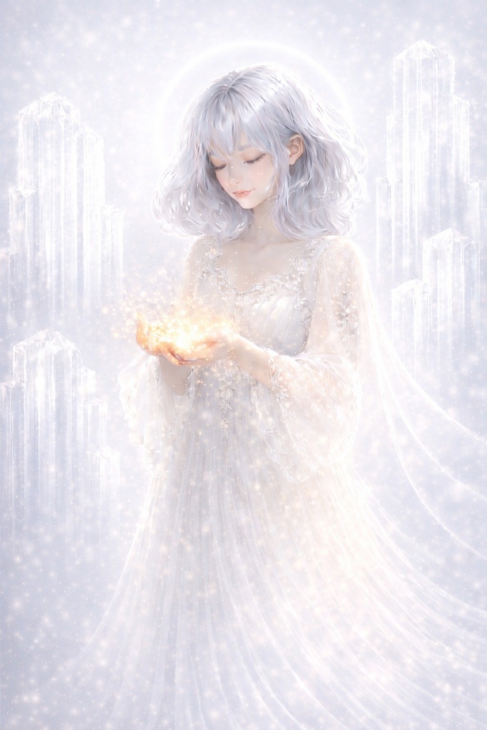 セレナイトの光｜浄化と静寂の女神アート