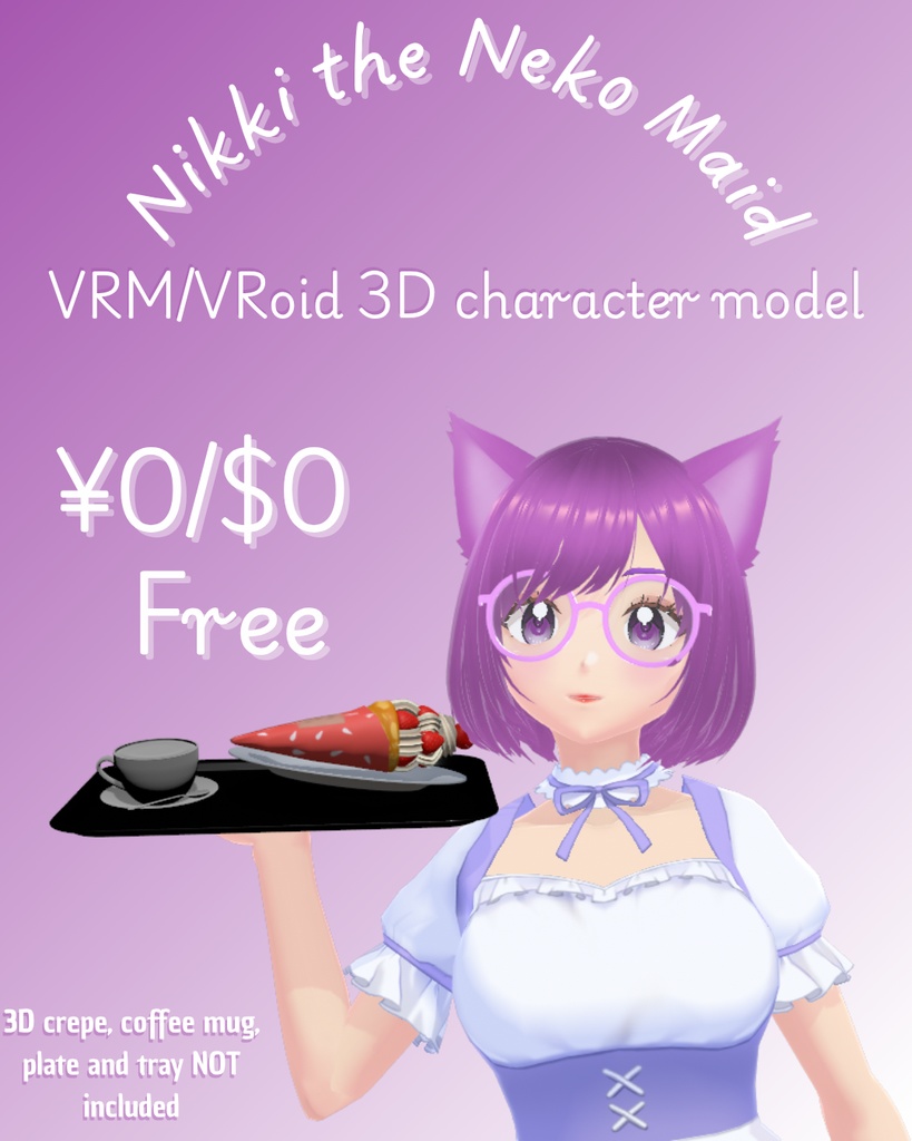 [VRM/VRoid] Nikki the Neko Maid [original 3D model]