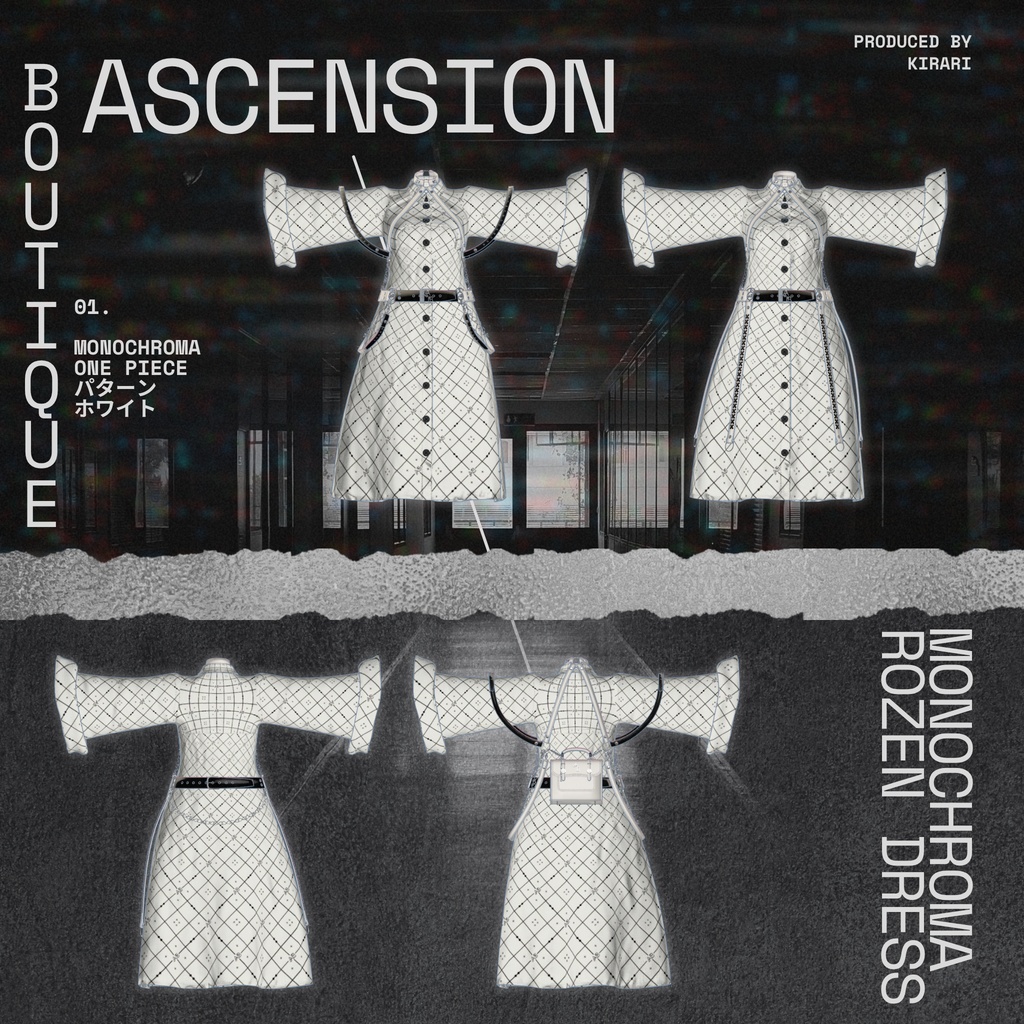 【複数アバター対応】モノクローマローゼンドレス・Monochroma Rozen Dress