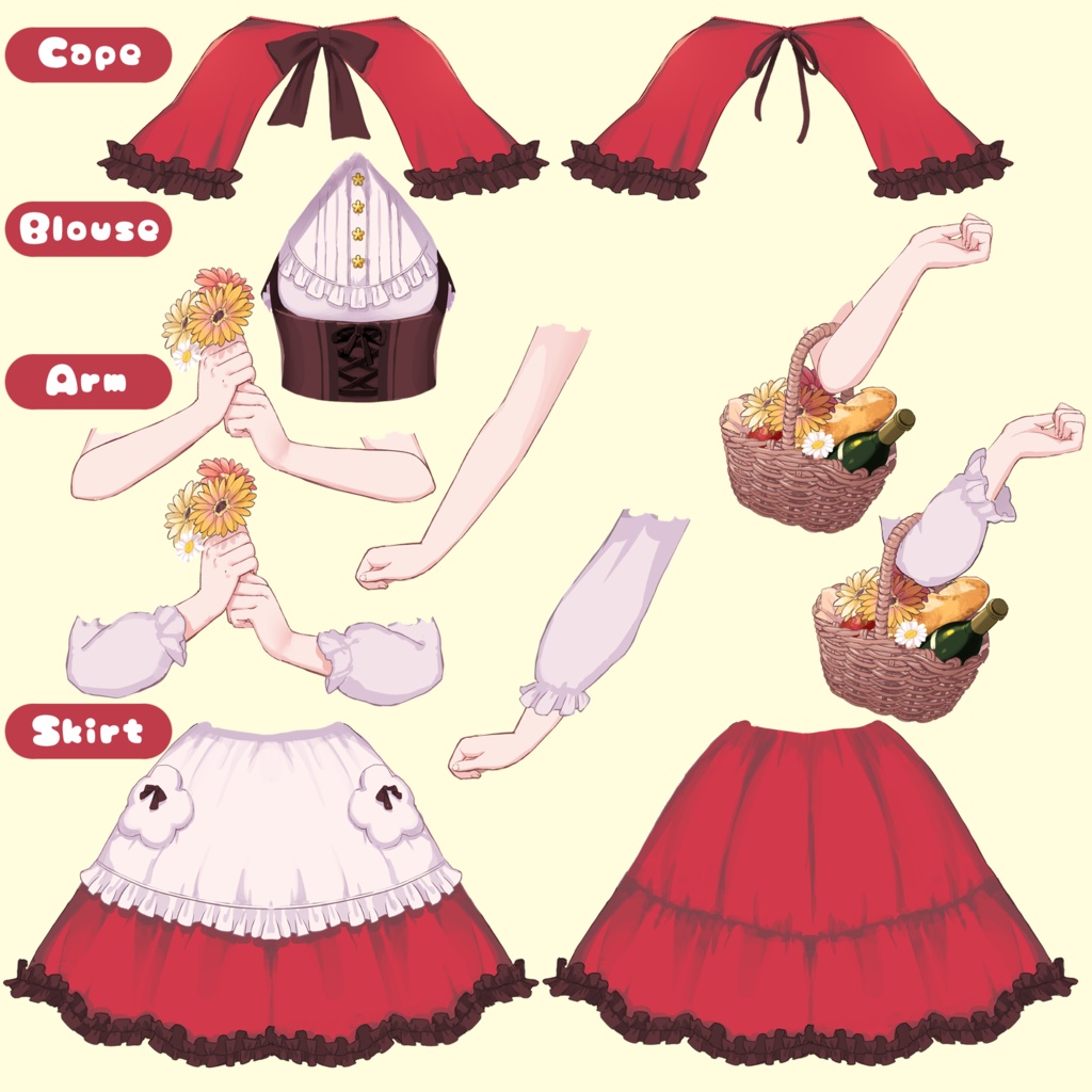 【フリー素材】赤ずきんセット