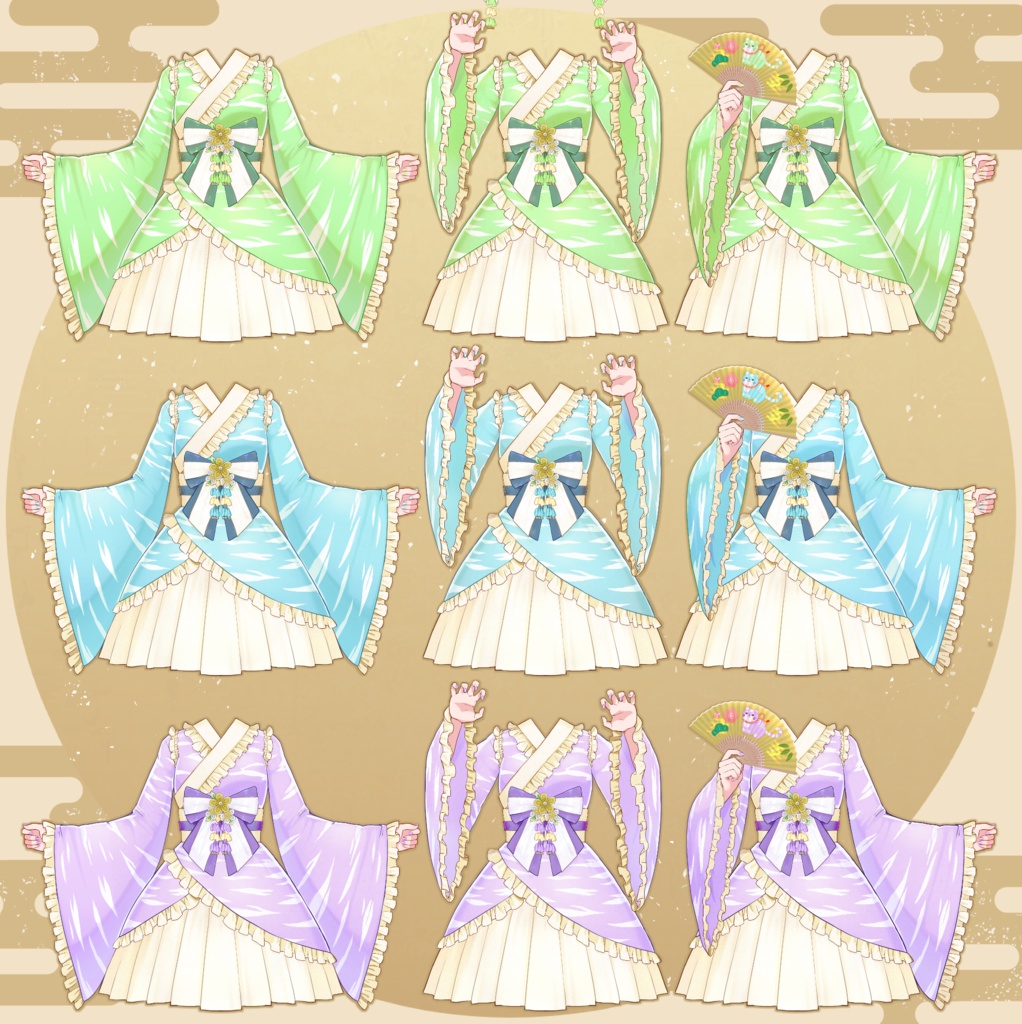 【フリー素材】虎柄和風ロリータ服