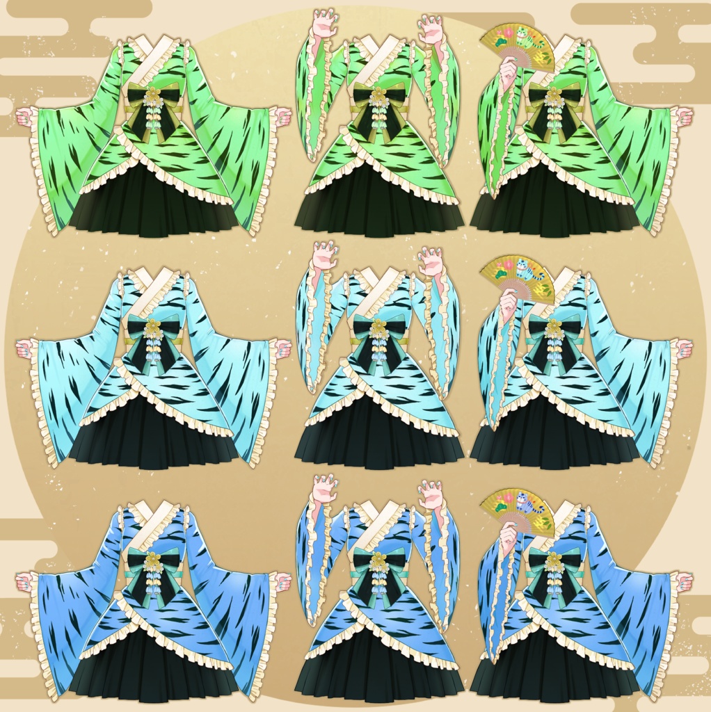 【フリー素材】虎柄和風ロリータ服