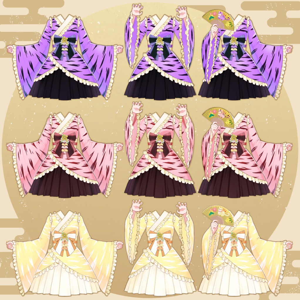【フリー素材】虎柄和風ロリータ服
