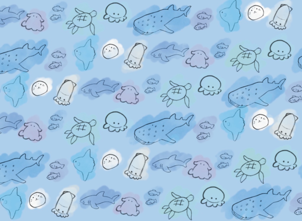 【受注生産】つむつむ水族館ブランケット（わちゃわちゃ）