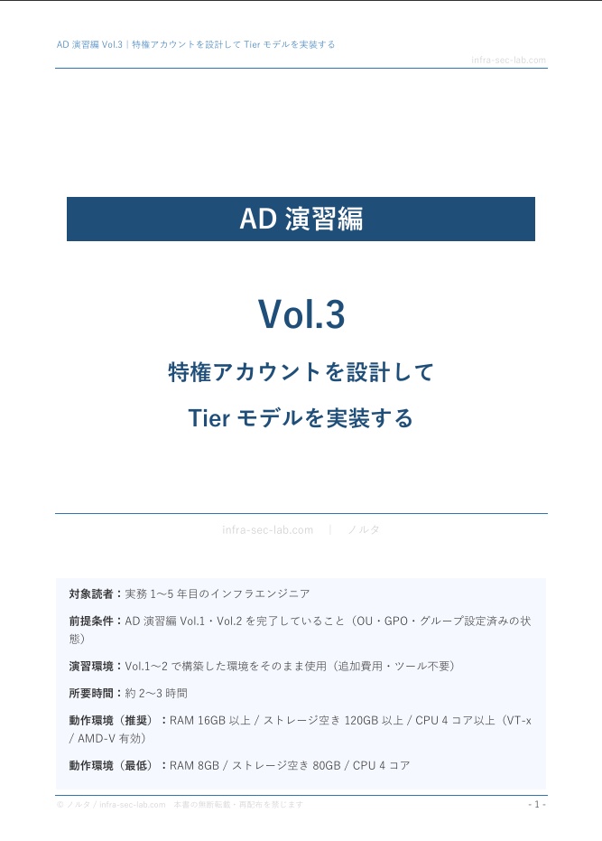 AD演習編 Vol.1〜5|完全セット【AD構築・Tierモデル・攻撃体験・ログ検知を一貫学習】