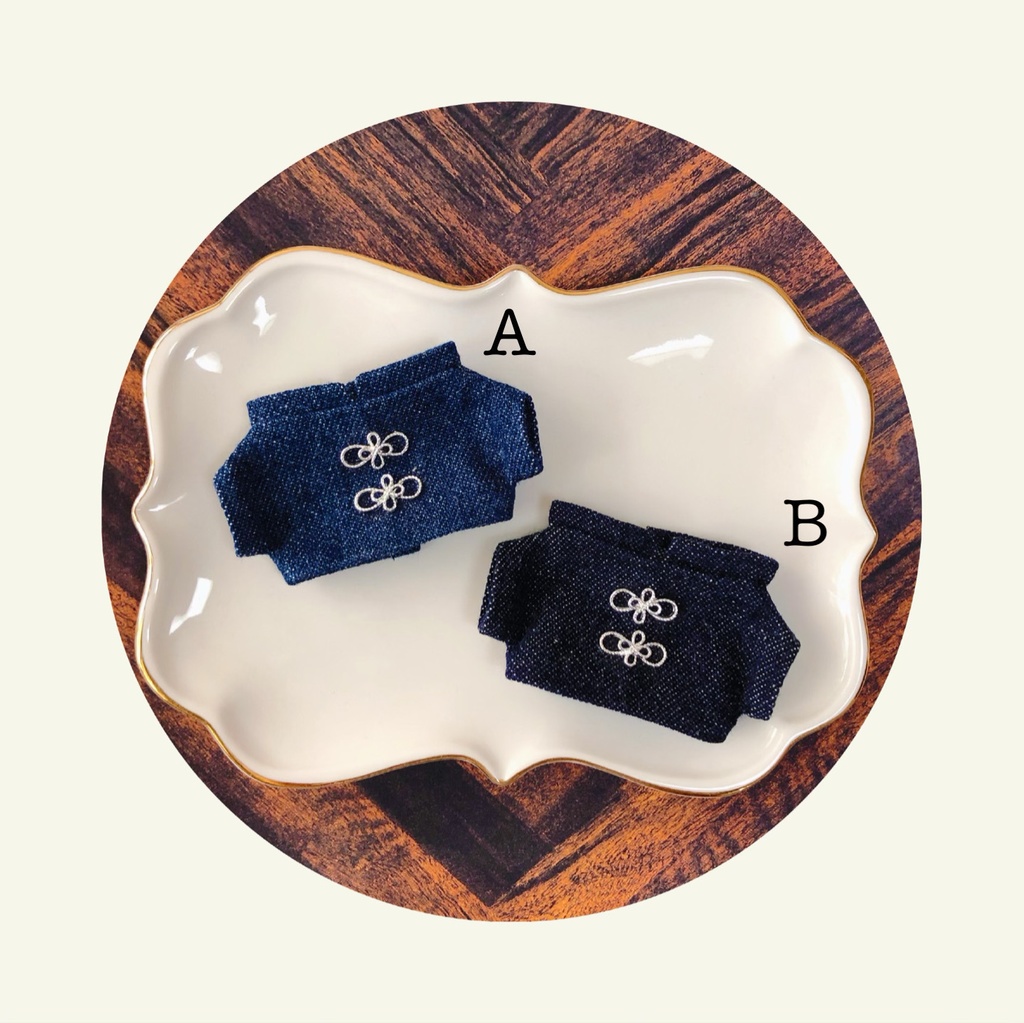 チャイナ風シャツ(デニム)【10cmぬいsize/送料別】