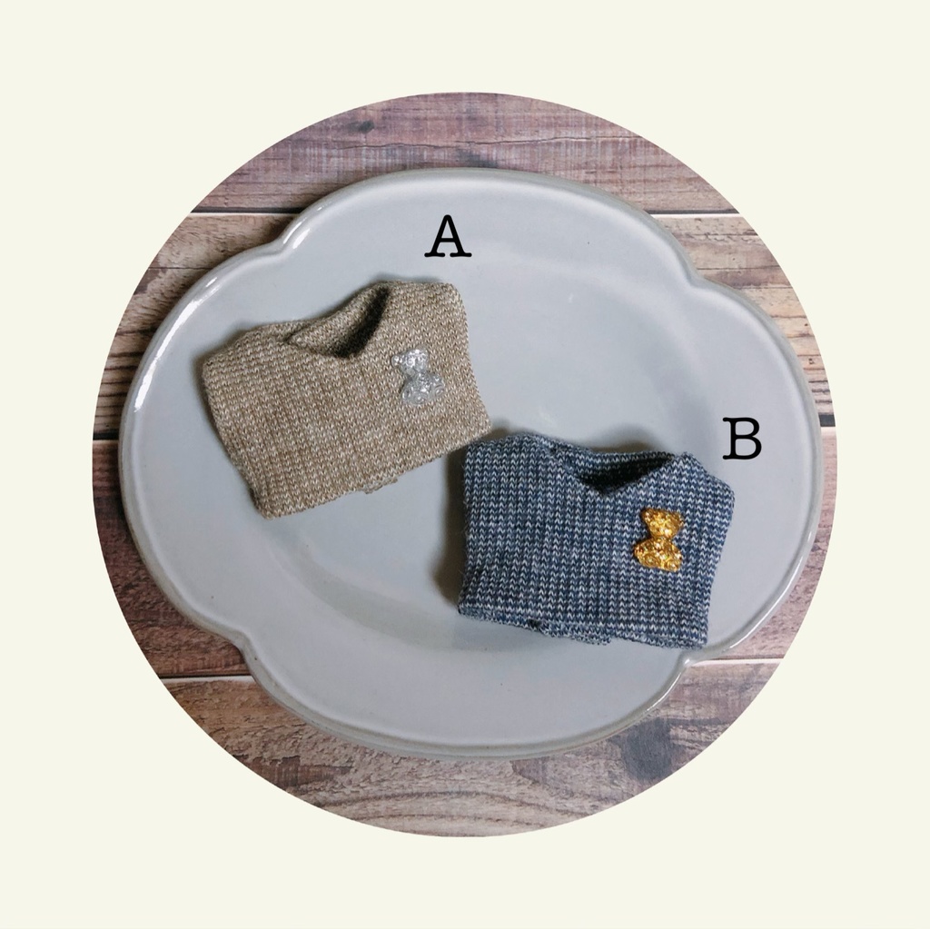 ラメラメベアのリブニットベスト【10cmぬいsize/送料別】