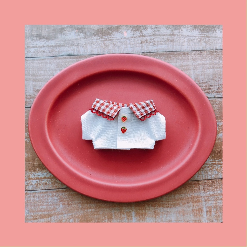 いちごボタンシャツ【10cmぬいsize/送料別】