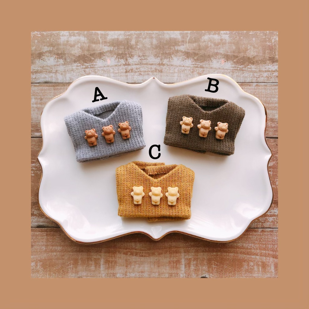 トリプルベアベスト/リブニットversion🧸【10cmぬいsize/送料別】