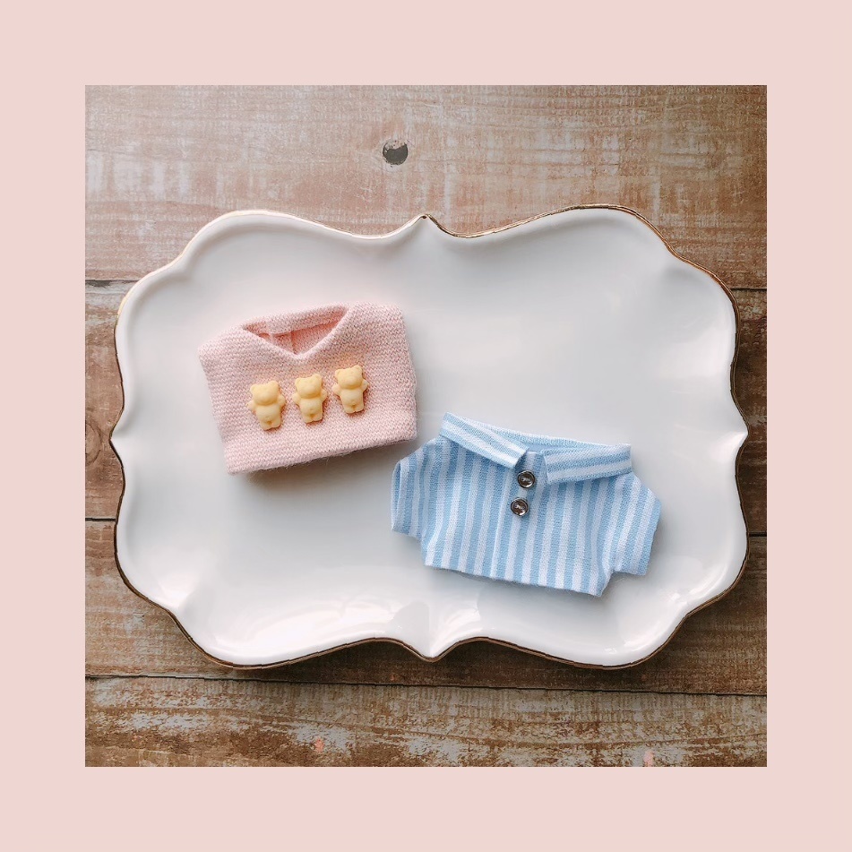 トリプルベアベスト&ストライプシャツset【10cmぬいsize/送料別】