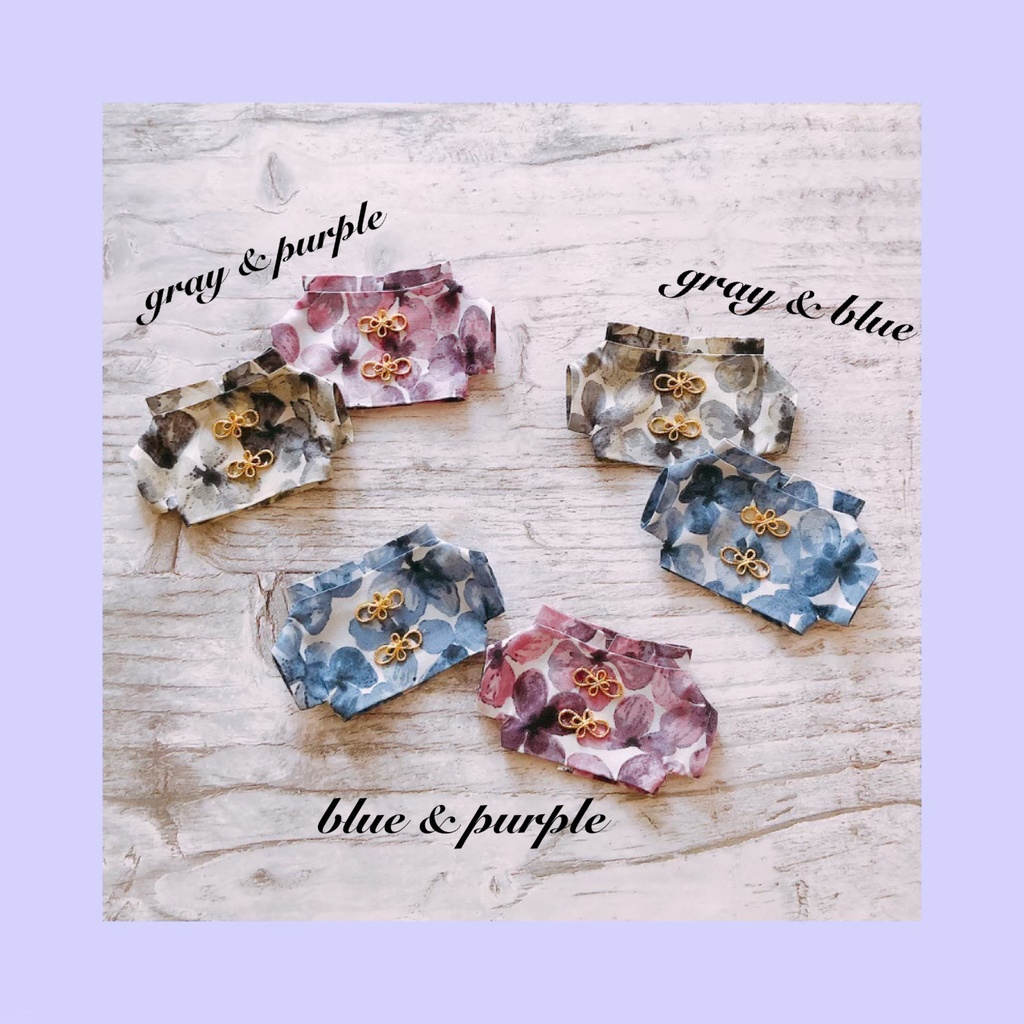 紫陽花柄チャイナシャツ💠ランダム2点set【10cmぬいsize/送料別】