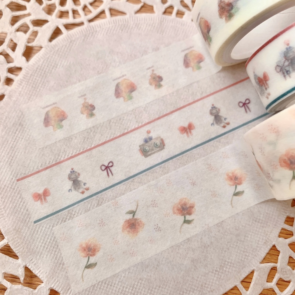 【女の子とロボット】マスキングテープ 虹カラフル