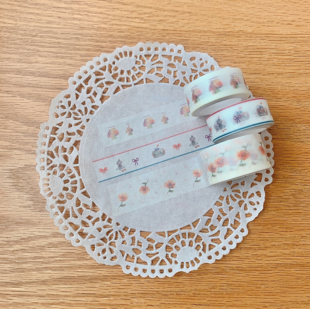 【女の子とロボット】マスキングテープ 虹カラフル