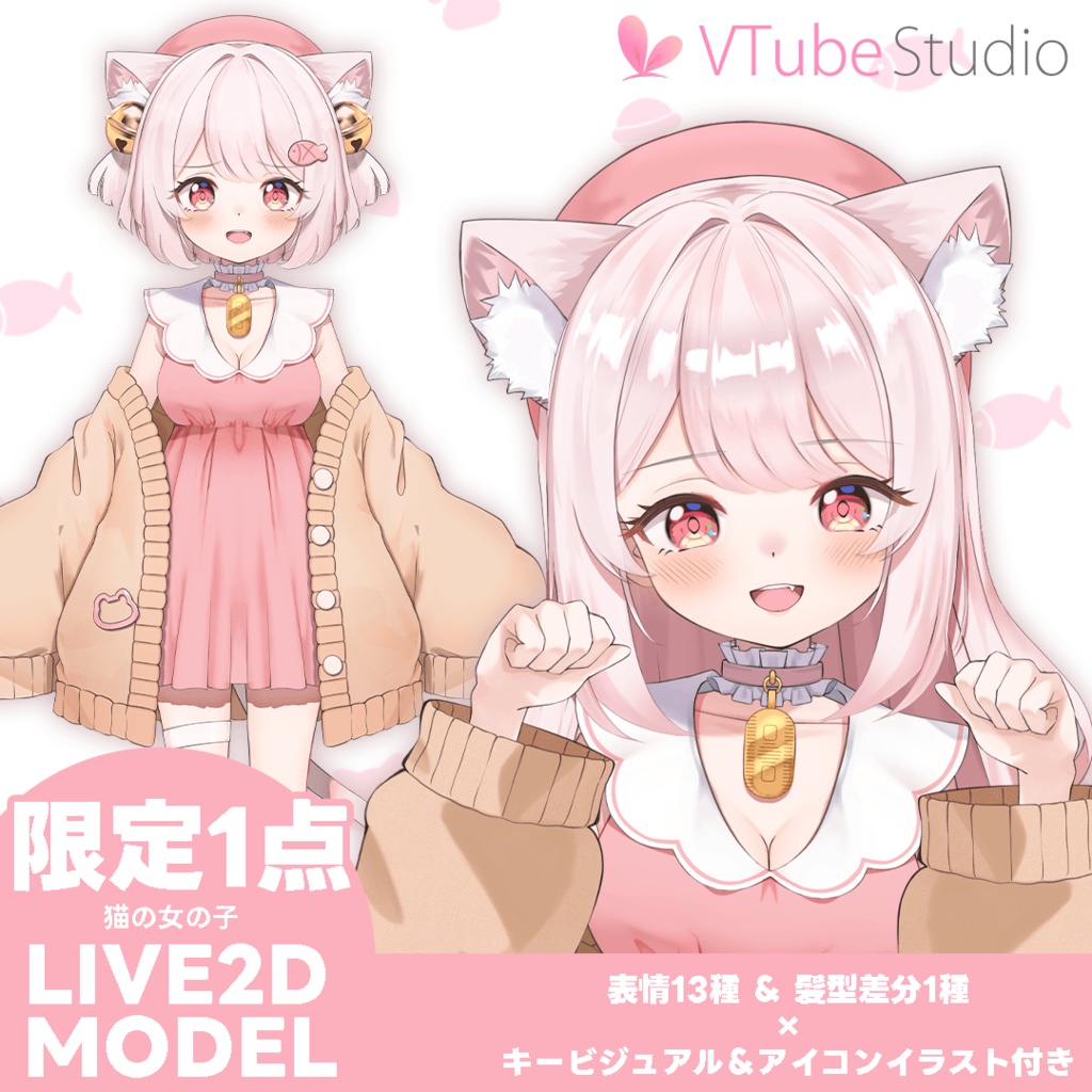 【限定1点】Vtuberモデル猫の女の子【live2dモデル】