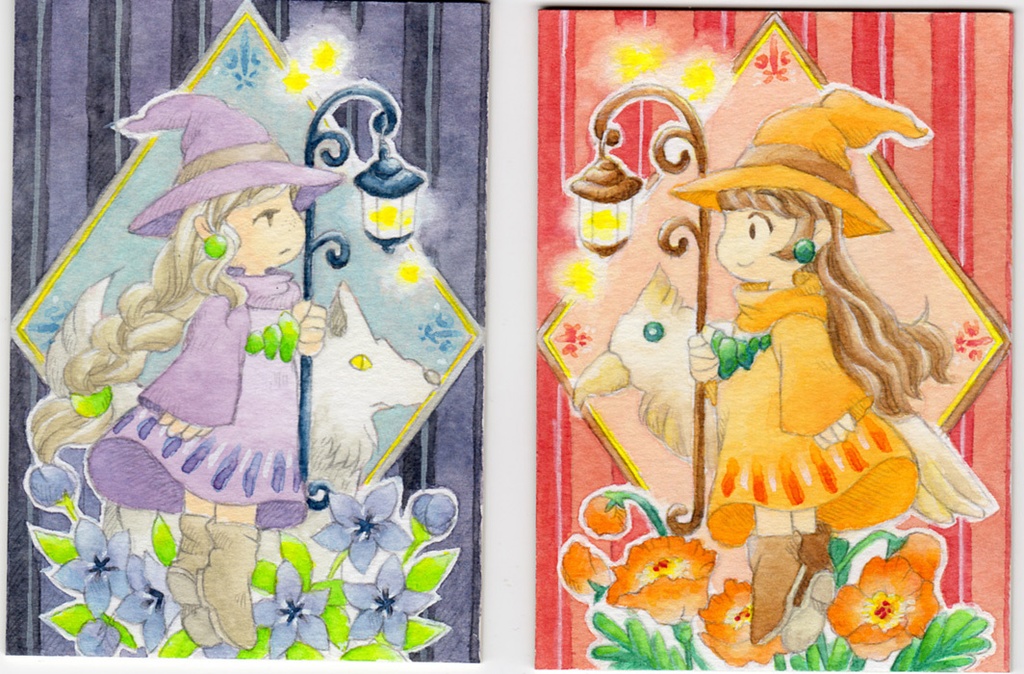 ATC（ミニ原画）「宵の魔女・明けの魔女」
