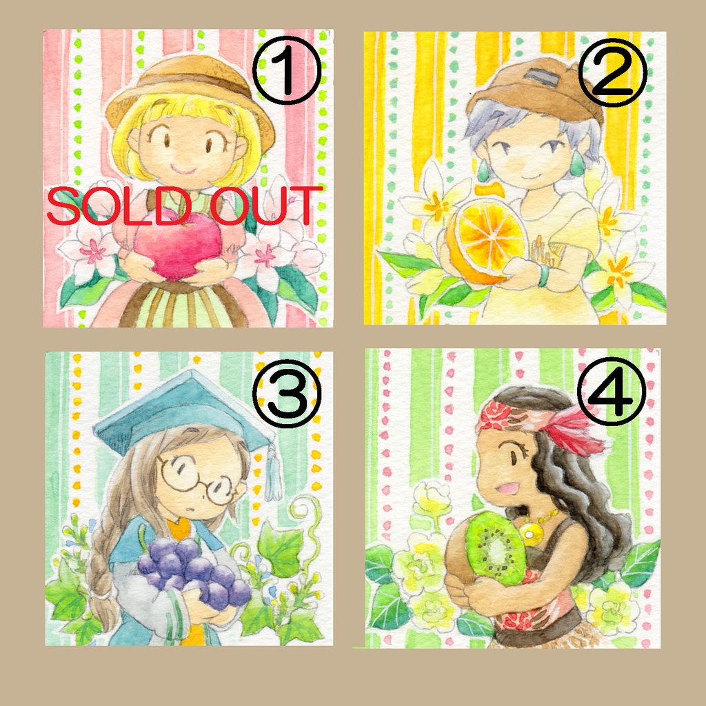 ミニ額「fruits」（4種類）