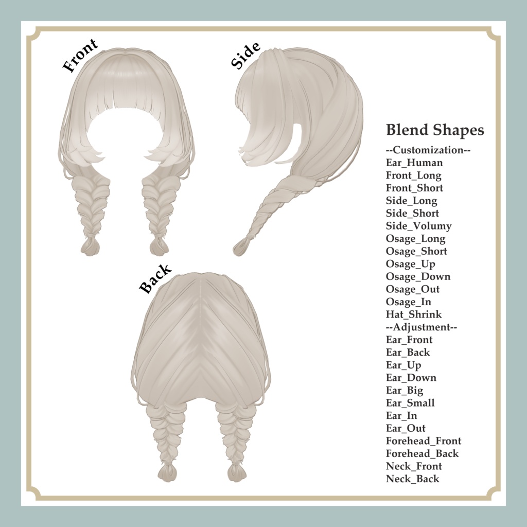 まんまるぱっつんおさげヘア-Round Bangs&Braids Hair【Marycia/山羊のメア対応】