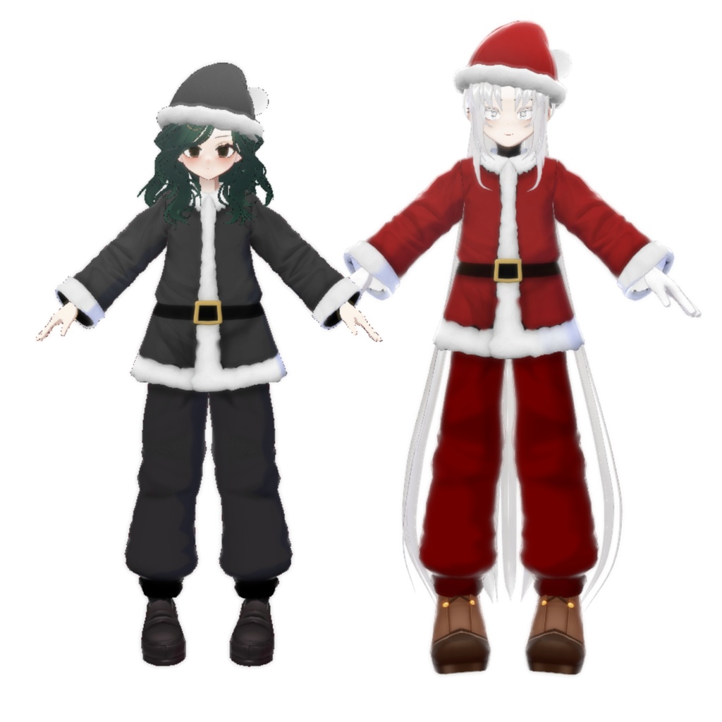 【Vroid用 衣装 正式版】クリスマスサンタ&ブラックサンタ衣装セット