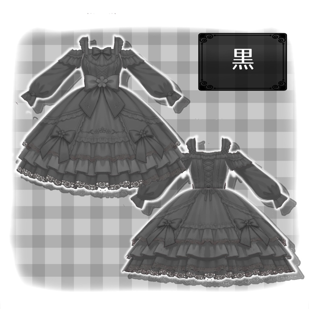 【VRoid】春桜ロリータワンピースセット4色+全色