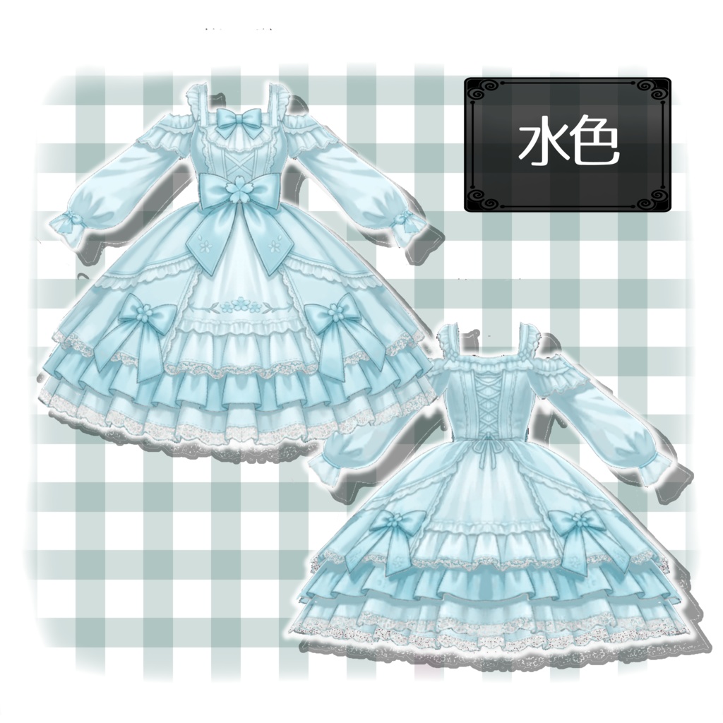 【VRoid】春桜ロリータワンピースセット4色+全色