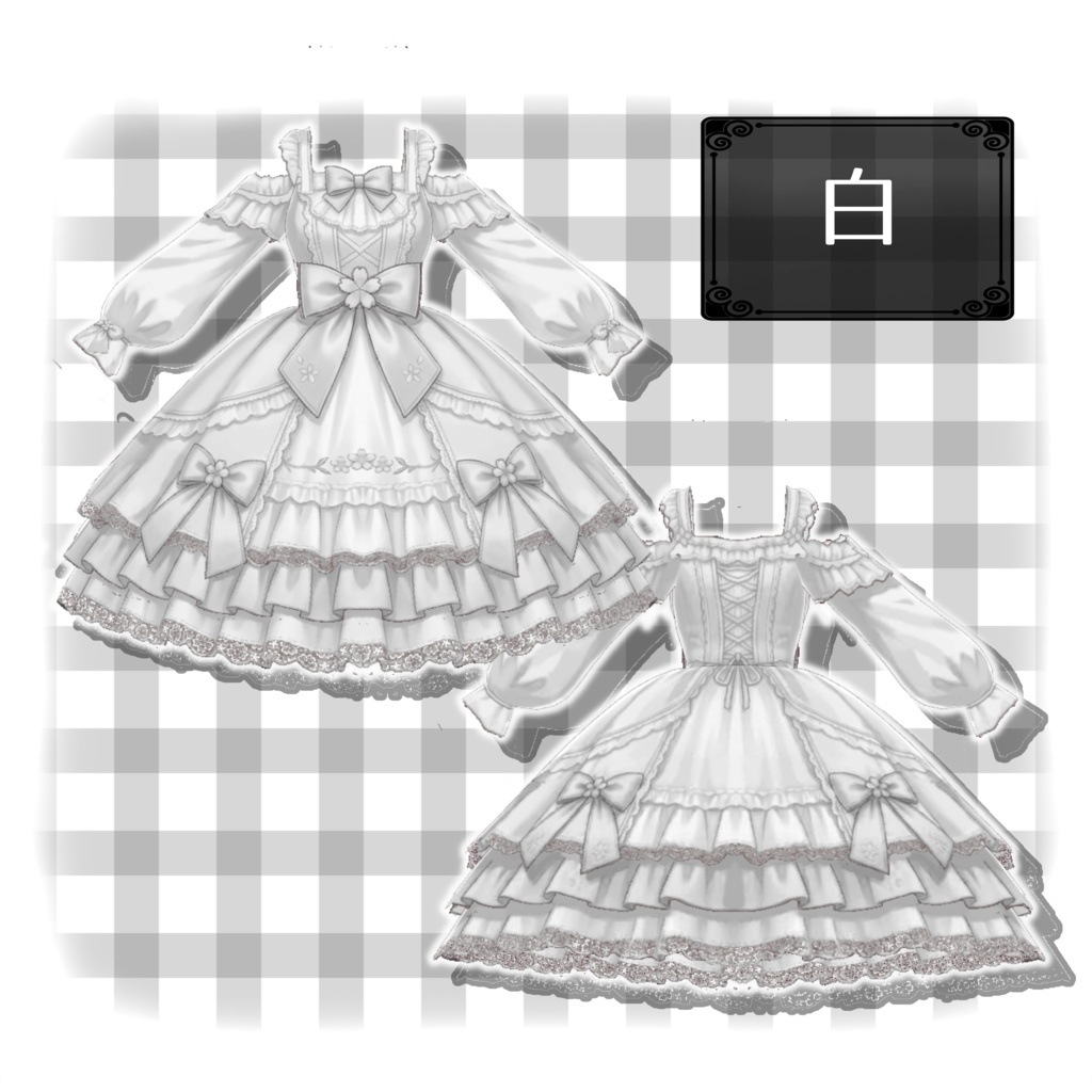 【VRoid】春桜ロリータワンピースセット4色+全色