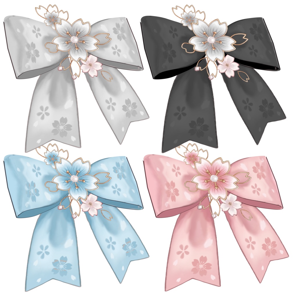 【VRoid】桜リボン4色+全色