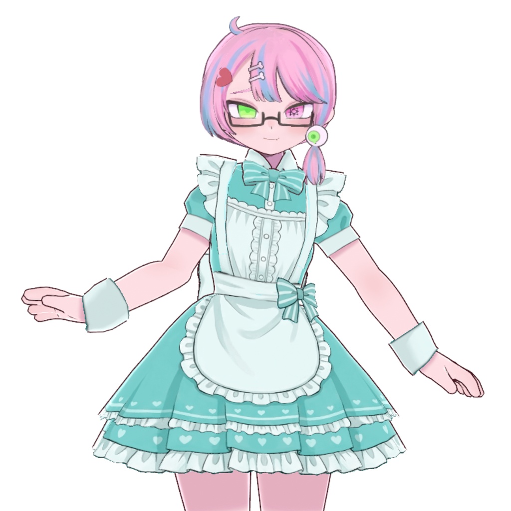 【VRoid】ハートリボンメイド服4色+全色【4/12まで100円セール】