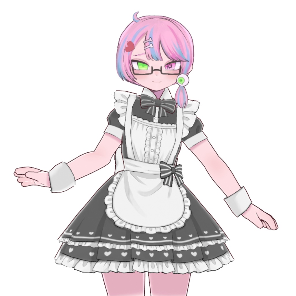 【VRoid】ハートリボンメイド服4色+全色【4/12まで100円セール】