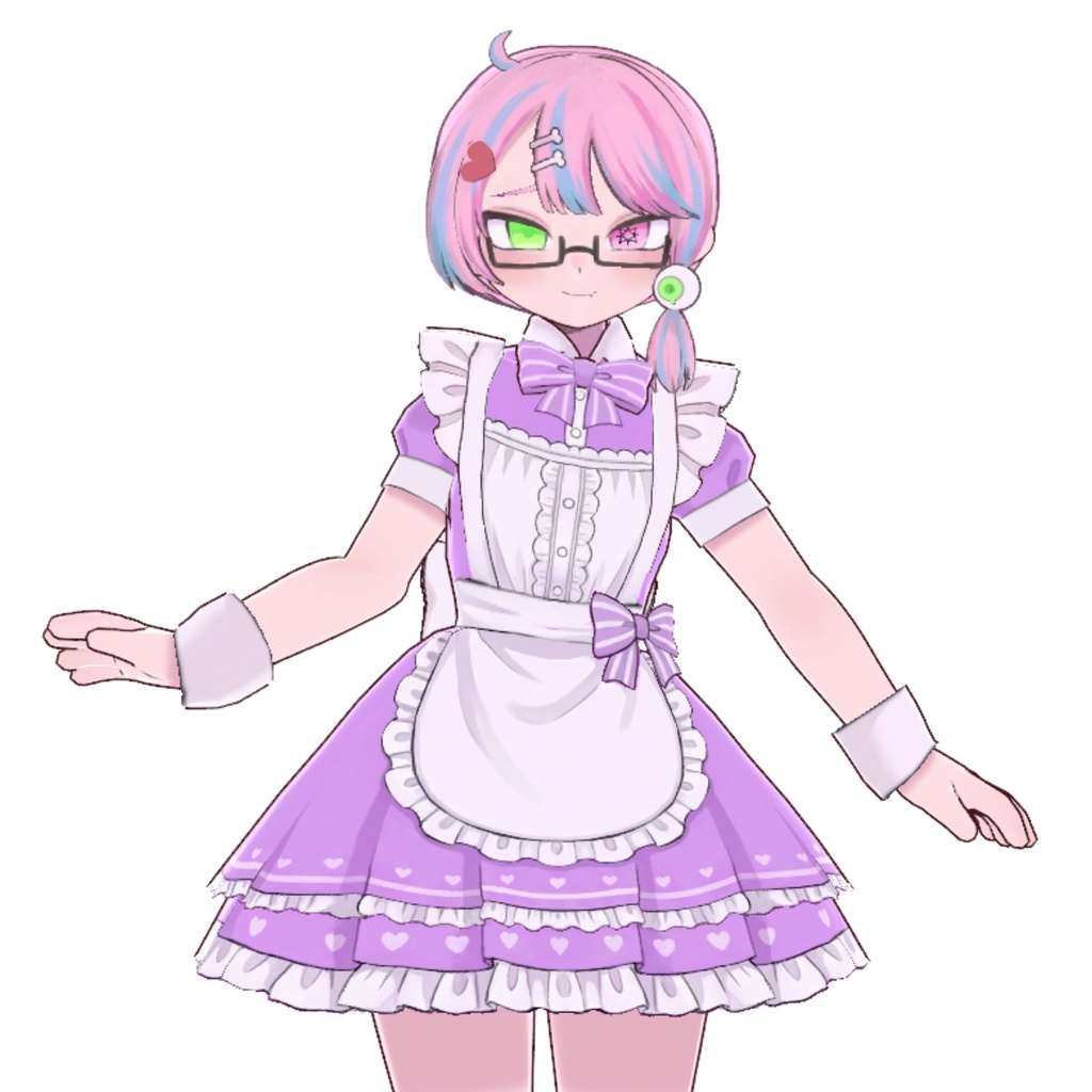 【VRoid】ハートリボンメイド服4色+全色【4/12まで100円セール】