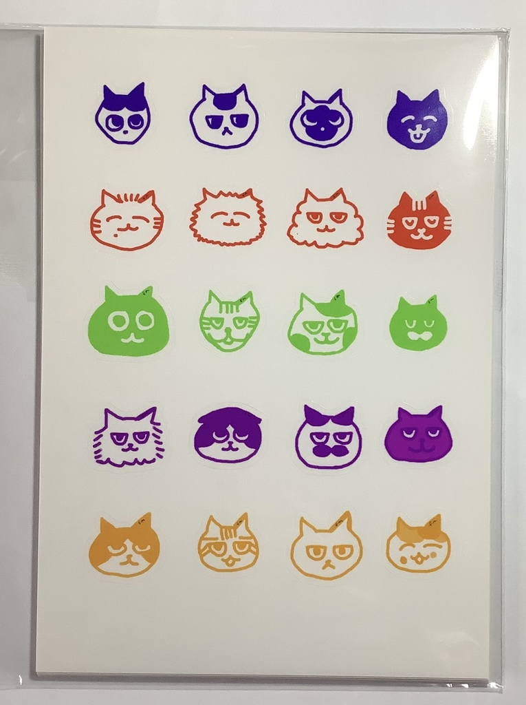 ハーフカットシール　いろんな猫