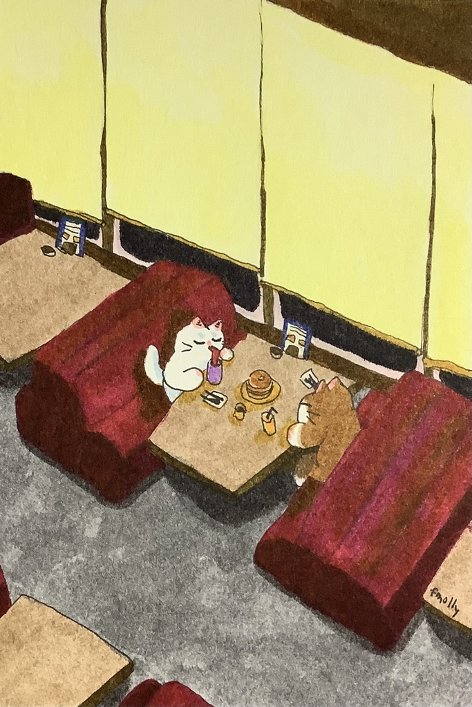 アナログ原画　夜のパンケーキ